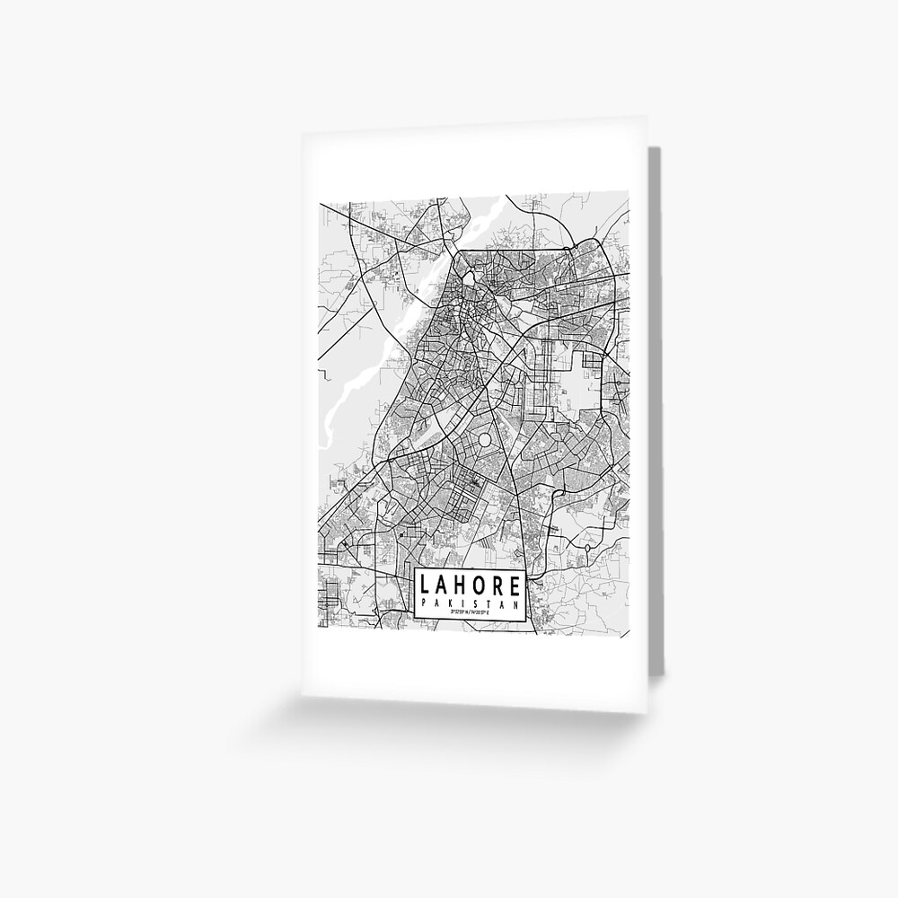 "Lahore City Map of Pakistan Light" Greeting Card for Sale by deMAP
