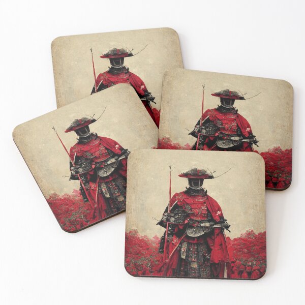 Item preview, Japanese Samurai with Red Accent- best selling  designed and sold by Aditya Bhole.