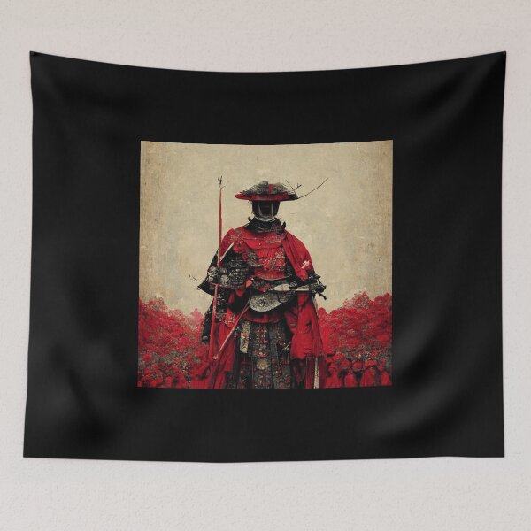 Item preview, Japanese Samurai with Red Accent- best selling  designed and sold by Aditya Bhole.