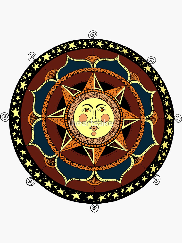 Thumbnail 3 of 3, Sticker, Sun Mandala designed and sold by heartsake.