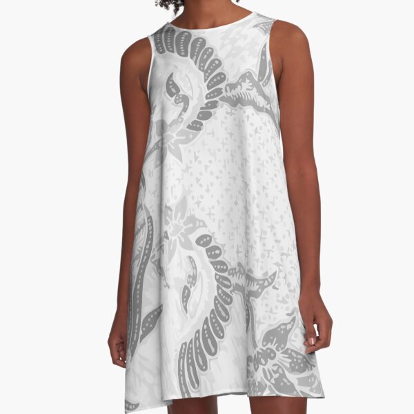 Bali Batik white grey A-Line Dress