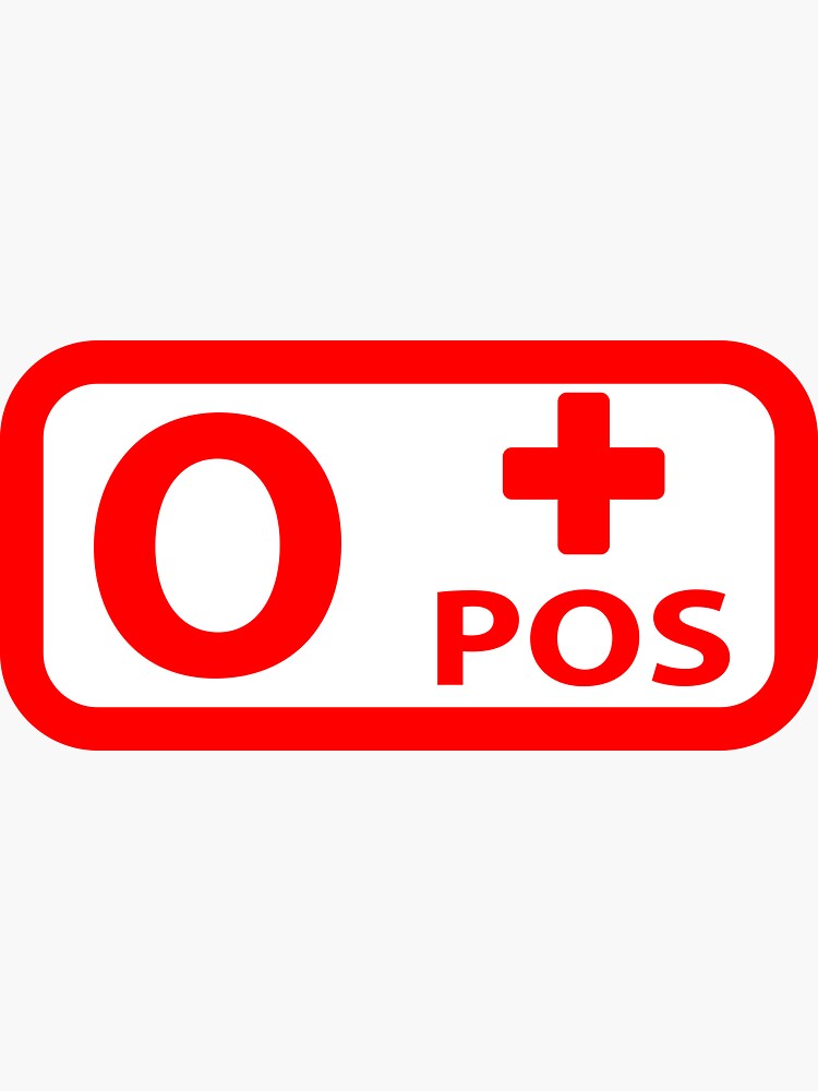 Blood Type O Positive Red Sticker for Sale by TeutonDesigns