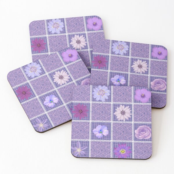 Item preview, Abstract Purple Patchwork Floral Squares  designed and sold by silviaol.
