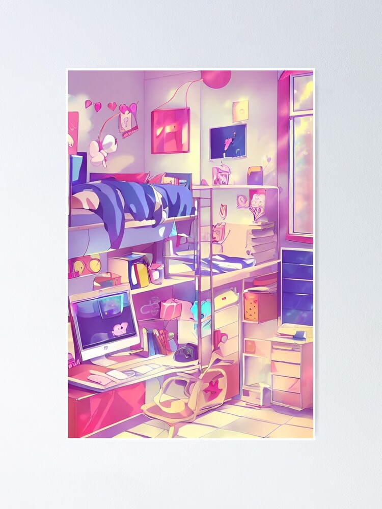 "Anime messy dorm room, Kawaii" Poster for Sale by Art-of-AI | Redbubble