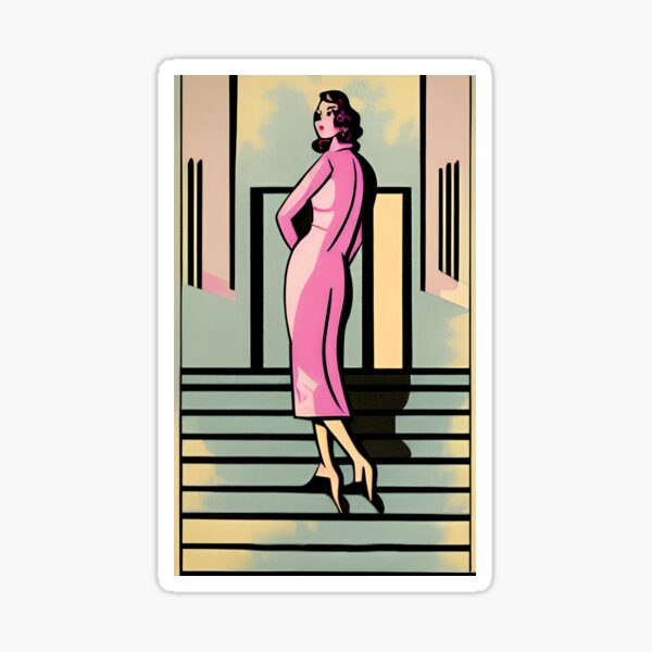 Woman on staircase to fame 2 Sticker