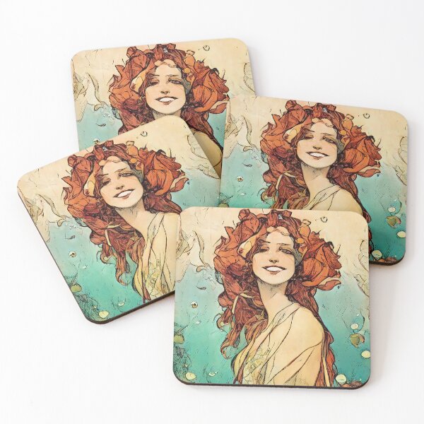 Item preview, Art Nouveau Mermaids - Red designed and sold by Deep-Fried-Ai.