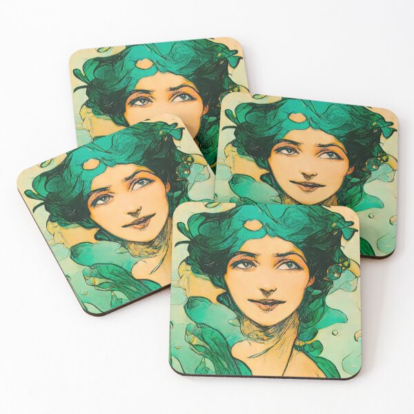 Item preview, Art Nouveau Mermaids - Green designed and sold by Deep-Fried-Ai.