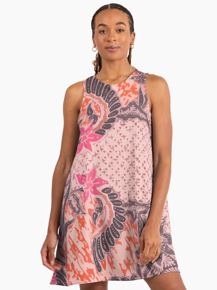 knee length dresses for ladies A-Line Cotton Lurex Dress with Batik Print main image 0