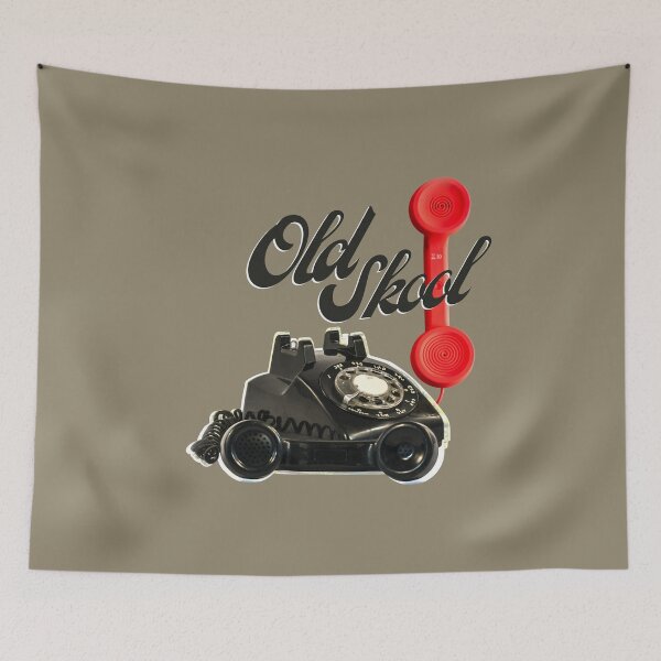 Item preview, Old skool, old sckool, black white and red antique telephone  designed and sold by SpiralStairShop.