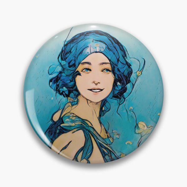 Item preview, Art Nouveau Mermaids - Blue designed and sold by Deep-Fried-Ai.