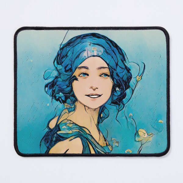 Item preview, Art Nouveau Mermaids - Blue designed and sold by Deep-Fried-Ai.