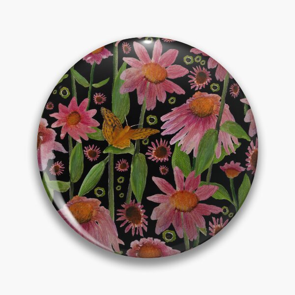 Item preview, Pink, Green, & Black Cone Flower Pattern designed and sold by StudioPosies.