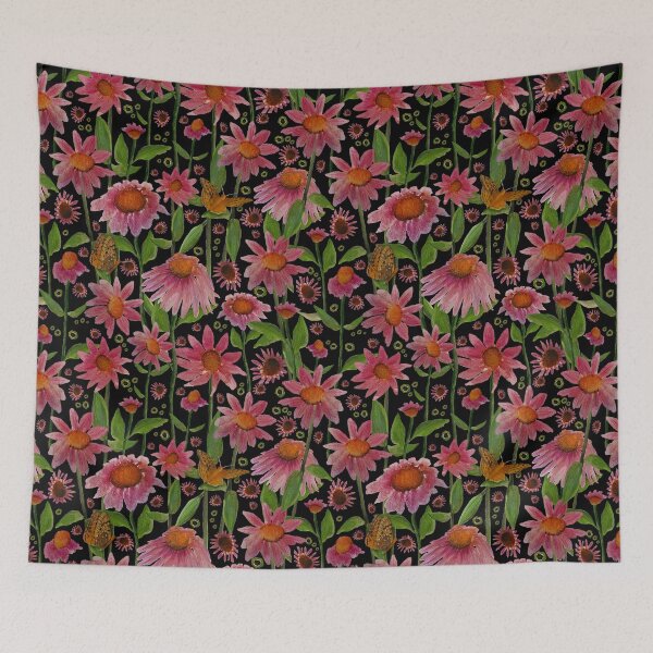 Item preview, Pink, Green, & Black Cone Flower Pattern designed and sold by StudioPosies.