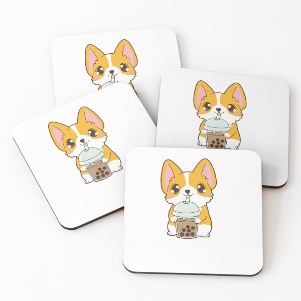 Item preview,  cute boba first coffee corgi chibi designed and sold by Mahisterha.