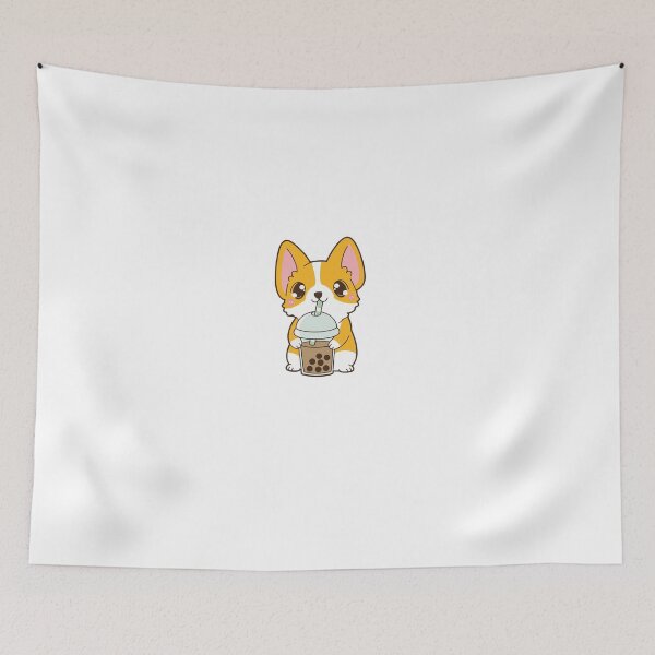 Item preview,  cute boba first coffee corgi chibi designed and sold by Mahisterha.