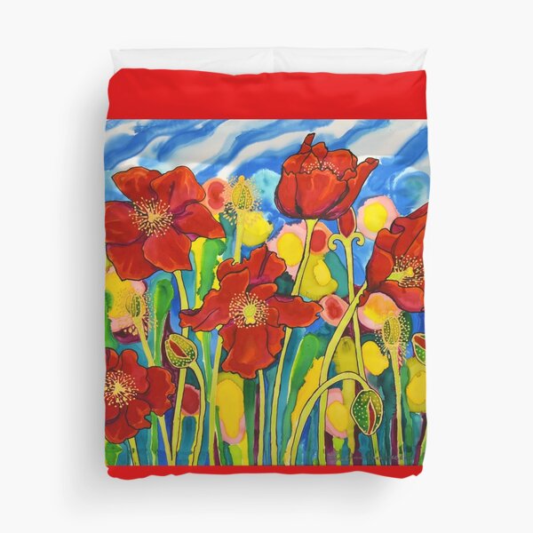 Red Poppies #1 Belize Duvet Cover