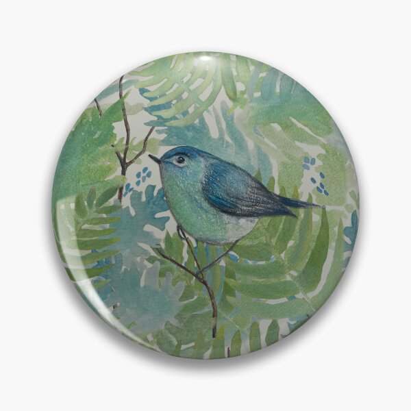 Item preview, Blue & Green Ferns, Dragonflies, & Bird Pattern designed and sold by StudioPosies.