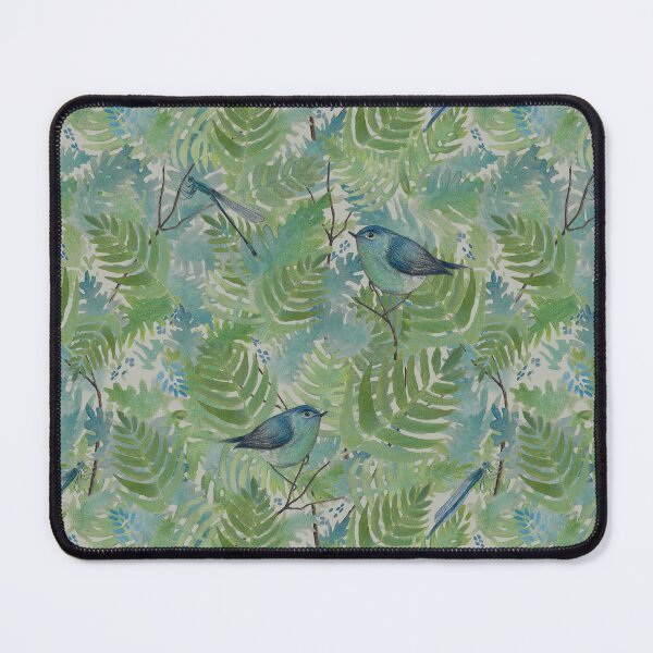 Item preview, Blue & Green Ferns, Dragonflies, & Bird Pattern designed and sold by StudioPosies.