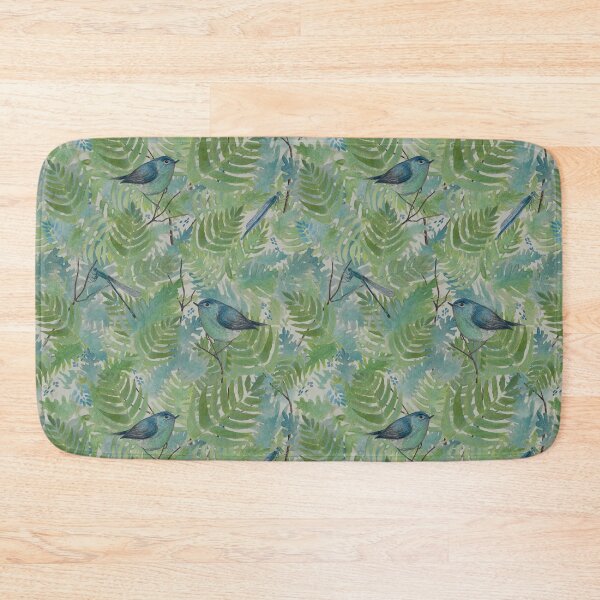Item preview, Blue & Green Ferns, Dragonflies, & Bird Pattern designed and sold by StudioPosies.