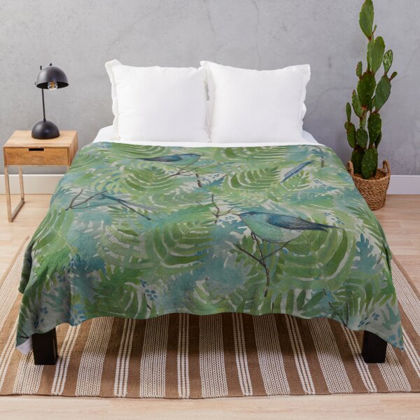 Item preview, Blue & Green Ferns, Dragonflies, & Bird Pattern designed and sold by StudioPosies.