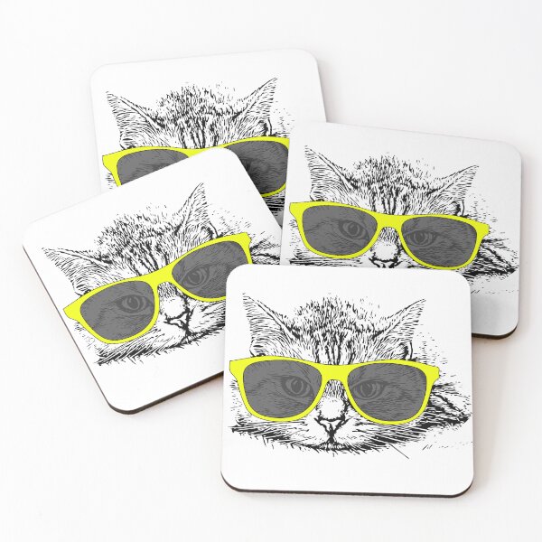 Item preview, Cat with yellow sunglasses designed and sold by lucyshome.
