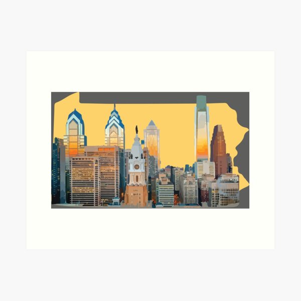Item preview, PHILLY SKYLINE ON PA OUTLINE designed and sold by annacush.