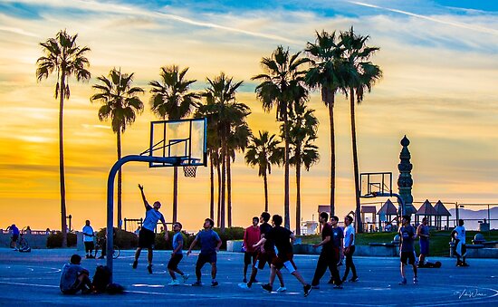 Poster « Sunset Basketball On Venice Beach, California, USA », Par