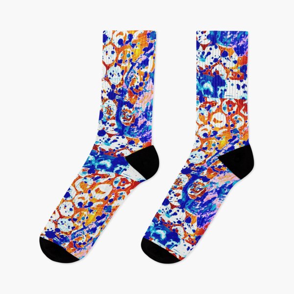 Item preview, White dots orange blue purple abstract pattern  designed and sold by Grey Robinson.