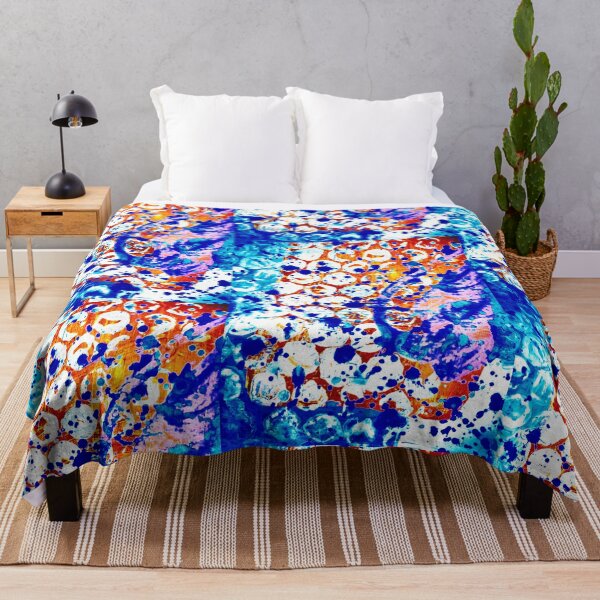 Item preview, White dots orange blue purple abstract pattern  designed and sold by Grey Robinson.