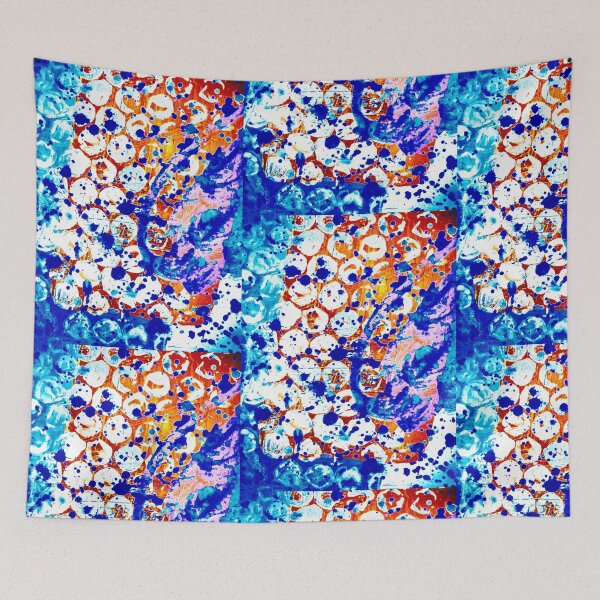 Item preview, White dots orange blue purple abstract pattern  designed and sold by Grey Robinson.