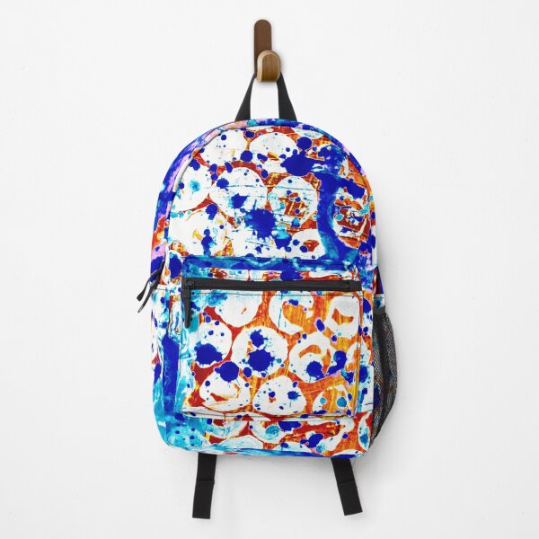 Item preview, White dots orange blue purple abstract pattern designed and sold by Grey Robinson.