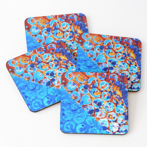 Item preview, Bright blue and orange dot pattern  designed and sold by Grey Robinson.