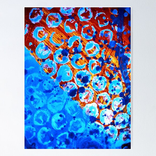 Item preview, Bright blue and orange dot pattern  designed and sold by Grey Robinson.
