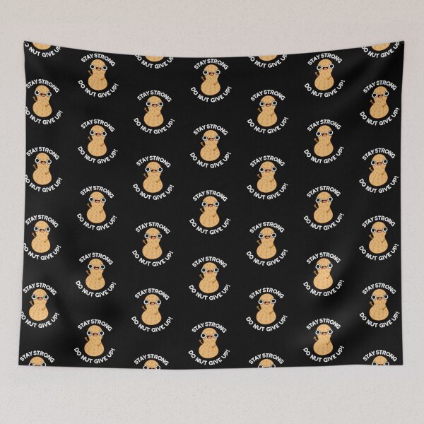 Item preview, Stay Strong Do NUT Give Up Funny Peanut Puns  (Dark BG) designed and sold by punnybone.