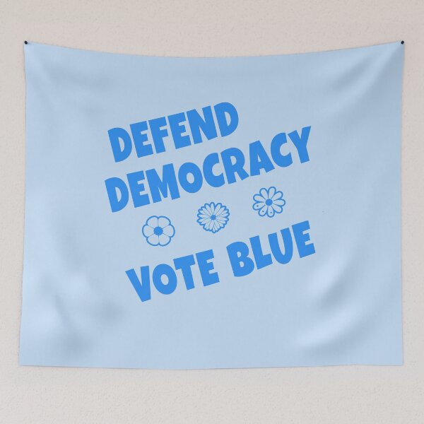 Item preview,  VOTE BLUE DEFEND DEMOCRACY Vote Blue in 2022 with Flowers designed and sold by LoveAndDefiance.