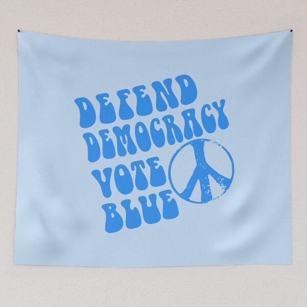 Item preview,  VOTE BLUE DEFEND DEMOCRACY Vote Blue in 2022 Peace Sign designed and sold by LoveAndDefiance.