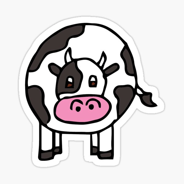 "Round Spotted Black and White Cow" Sticker for Sale by MimiJaneCo