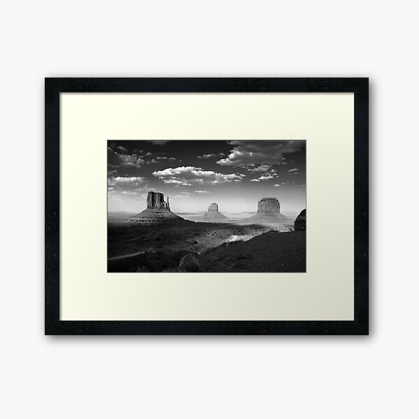Monument Valley in Black & White Framed Art Print