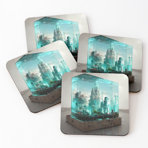 Item preview, Futuristic City in a Glass Block designed and sold by Styxiann.