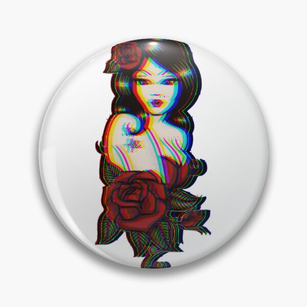 Item preview, Tattoo rose woman anaglyph 3d glitch designed and sold by eNVy Co.