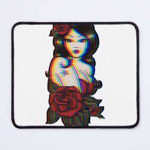 Item preview, Tattoo rose woman anaglyph 3d glitch designed and sold by eNVy Co.