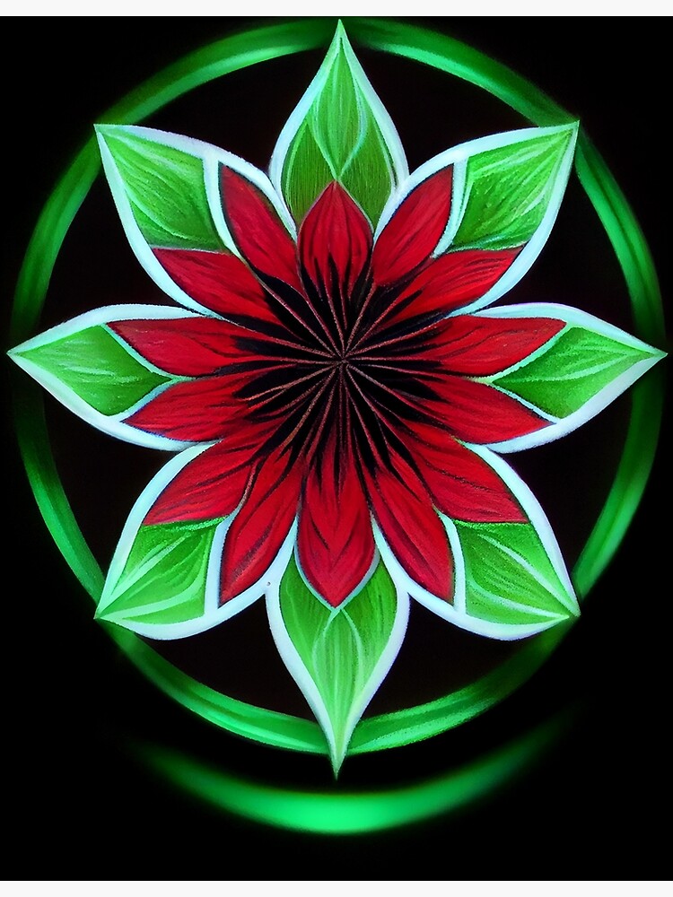 "Red Green Glow Flower Mandala" Poster for Sale by Visualartist24