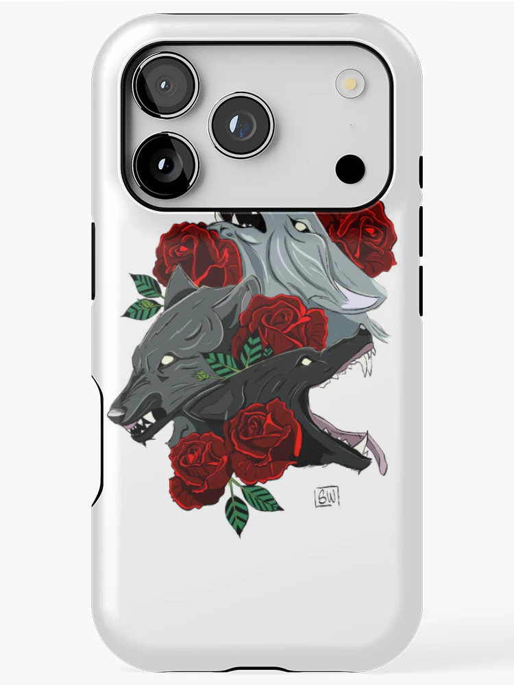 Thumbnail 1 of 4, iPhone Case, Wolves and Roses designed and sold by JustDreadful.
