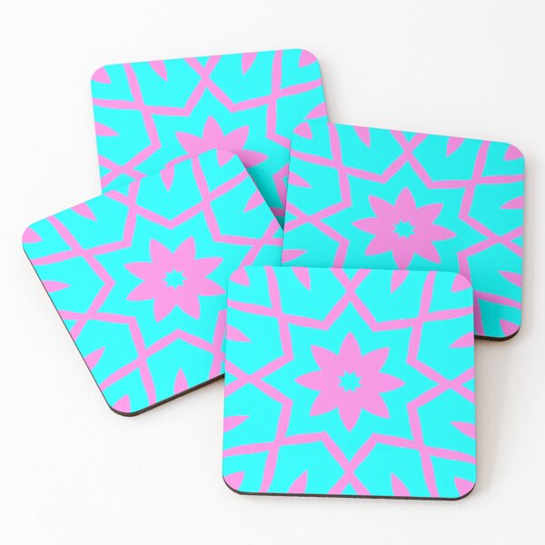 Item preview, Star Flower Pattern in Pink and Turquoise designed and sold by KeksWorkroom.
