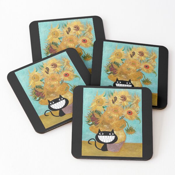 Item preview, Van Gogh sunflowers with black cat designed and sold by EvergreenWhimsy.