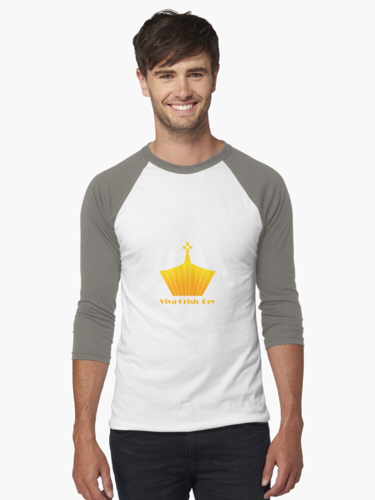 Imagen 1 de 3, Camiseta ¾ estilo béisbol con la obra Viva Cristo rey, diseñada y vendida por kikino1988.