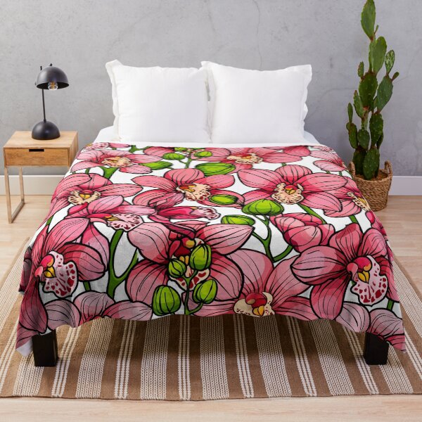 Item preview, Pink orchids, seamless vector pattern. hand drawn illustration designed and sold by babanovaesha.