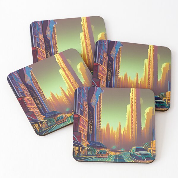 Item preview, Retro futuristic city  designed and sold by dtmtattoo.