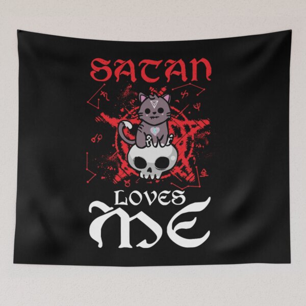 Item preview, Satan loves me kawaii satanic Animal evil Cat designed and sold by AntonyVegar.