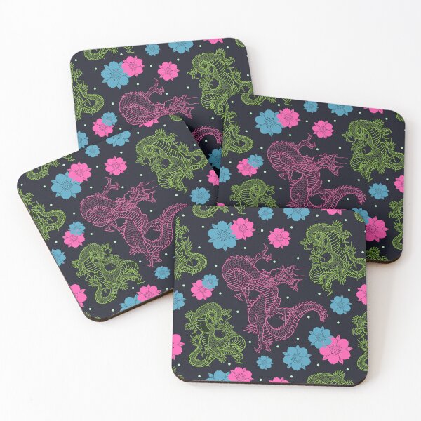 Item preview, Green, Pink Dragons and Pink, Blue Sakura Dreams designed and sold by Guided by Light Art.